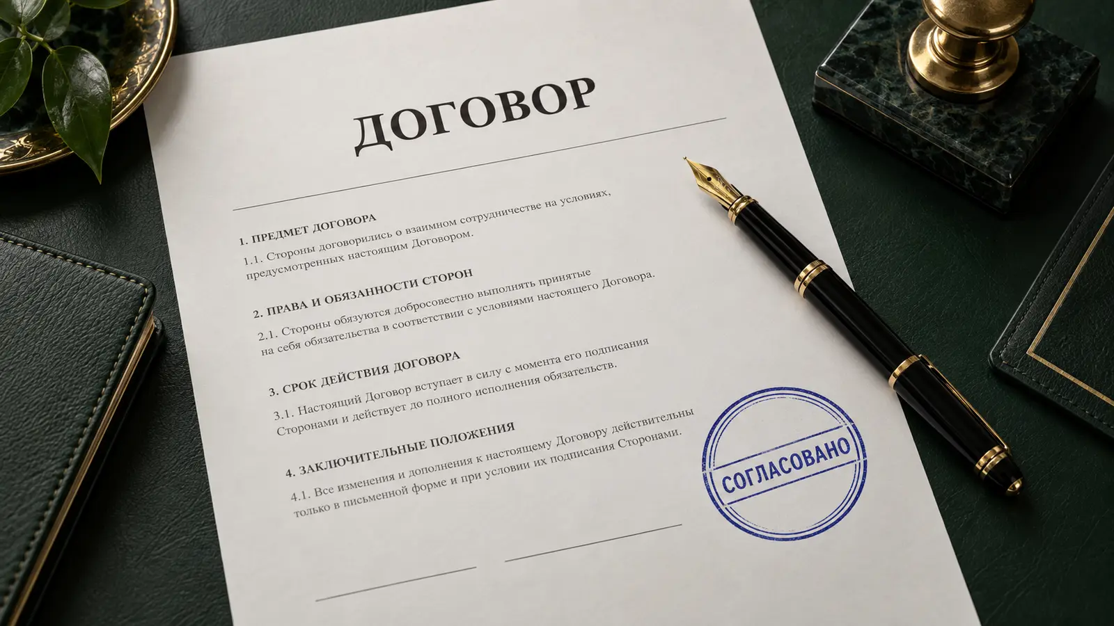 Договор с отметкой «Согласовано»