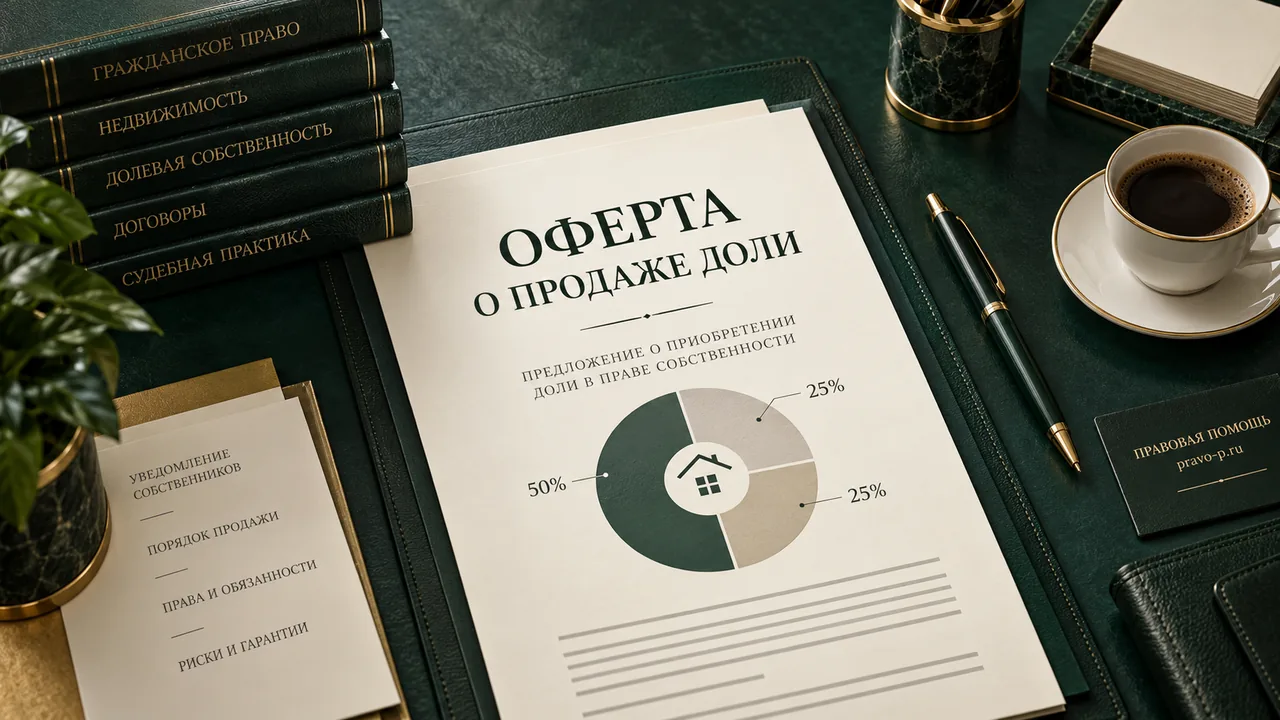 Оферта о продаже доли и диаграмма долей
