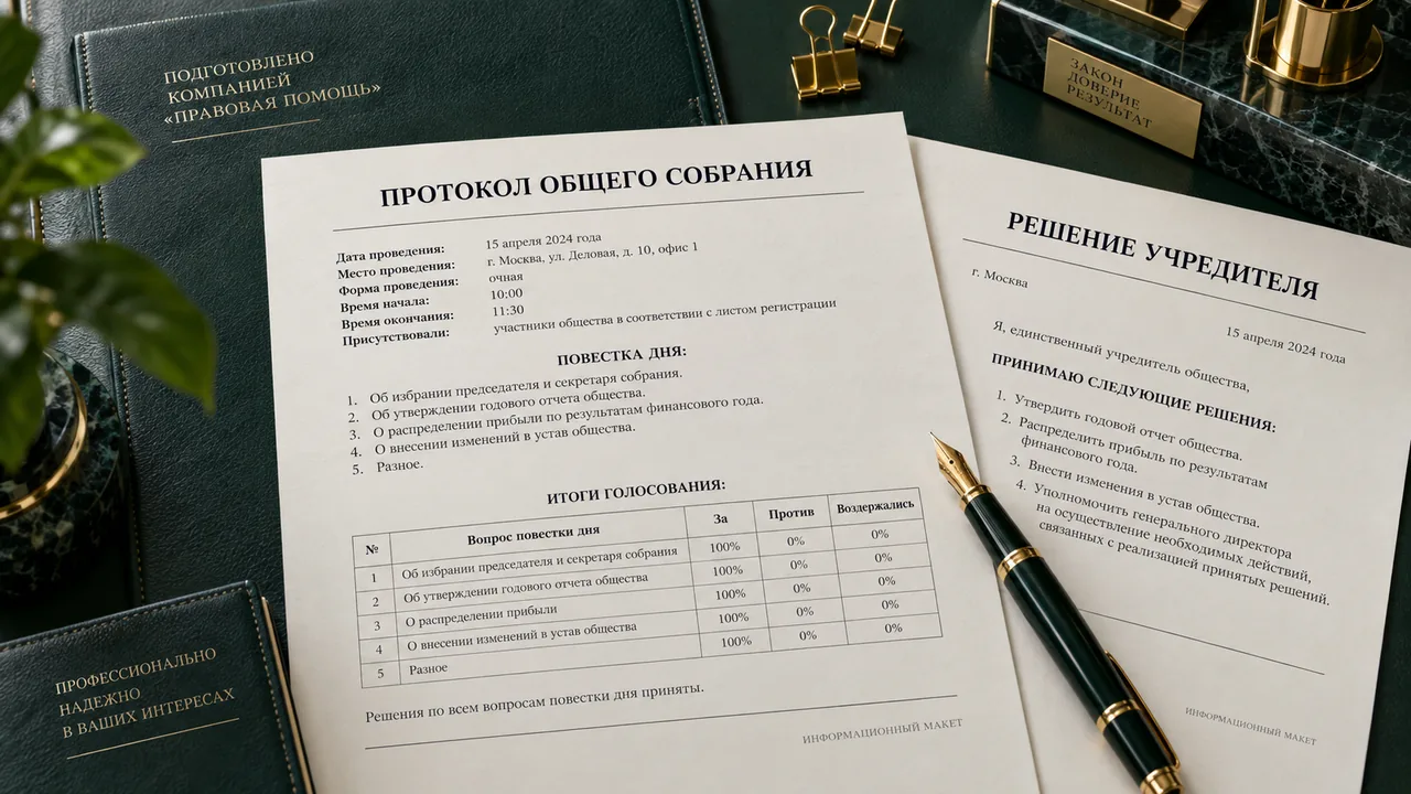 Протокол общего собрания и решение учредителя