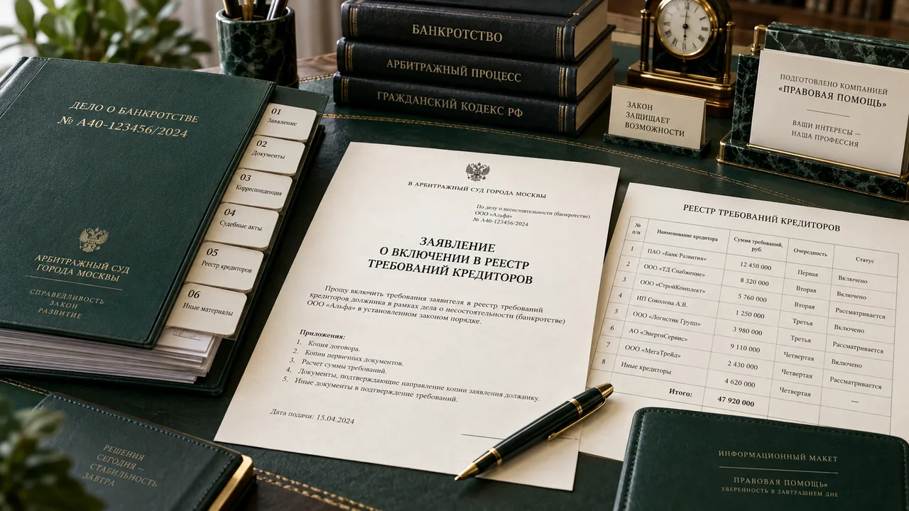 Заявление о включении в реестр требований кредиторов