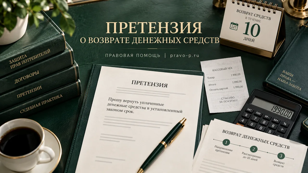 Претензия о возврате денежных средств и кассовый чек